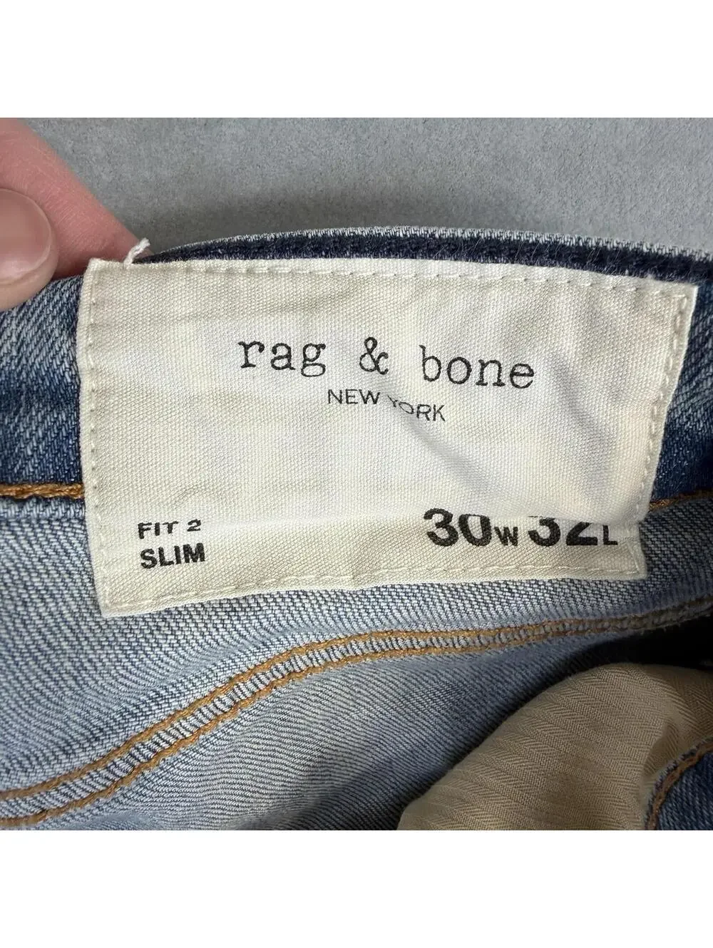 Rag & Bone Fit 2 Slim Jeans Mens 30x32 Blue Light Wash Distressed Straight